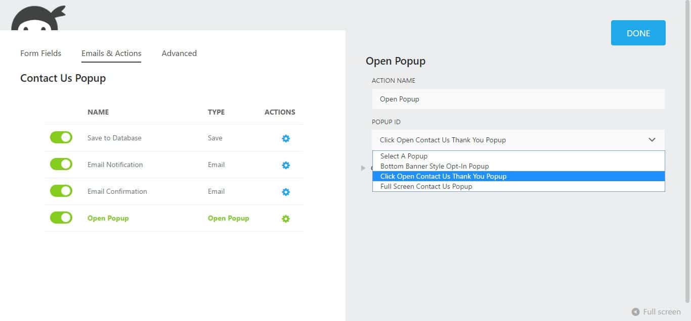 Contact Us Popup Open Popup On Form Submit