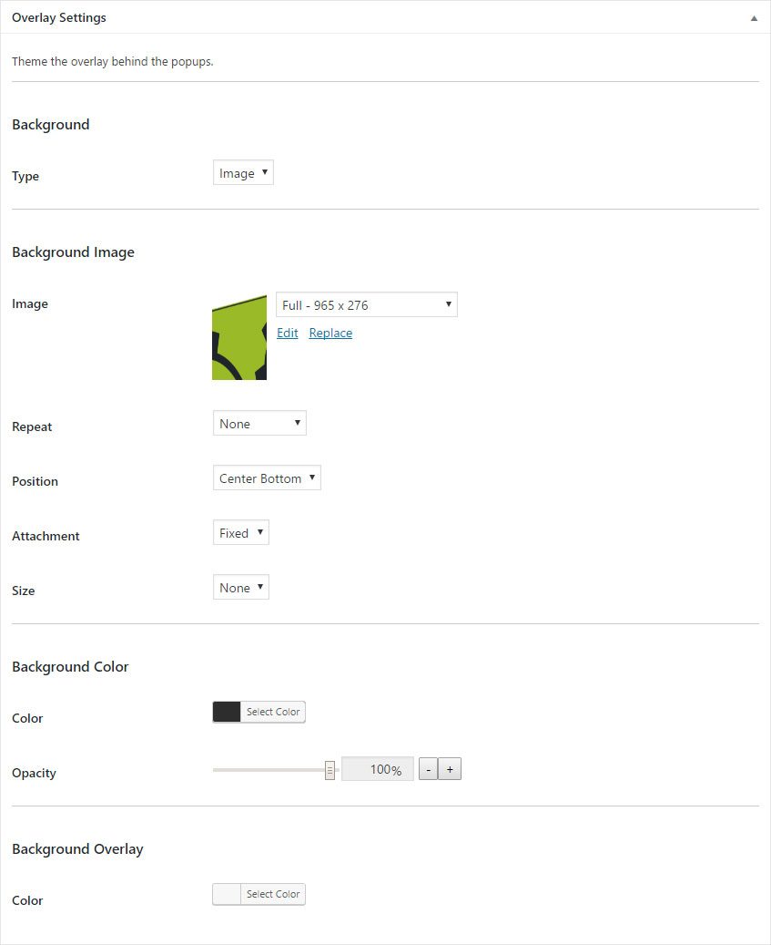 Contact Us Popup Display Settings