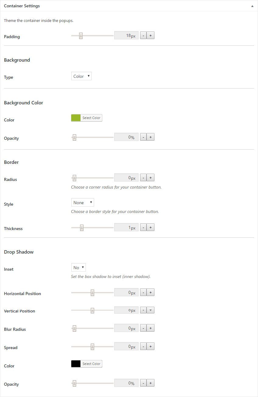 Contact Us Popup Popup Maker Theme Container Settings