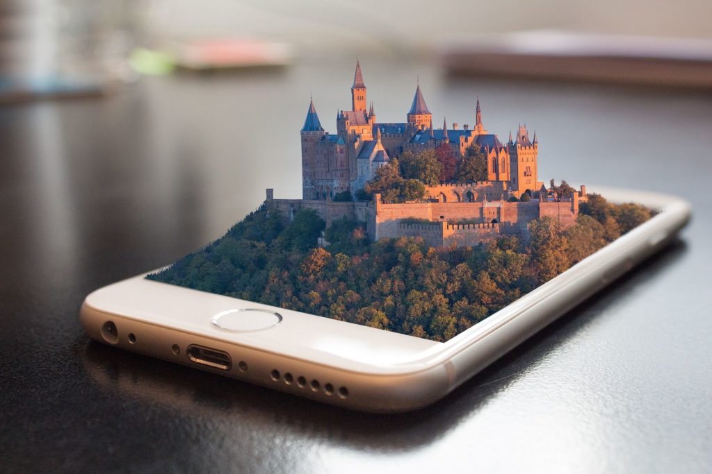 A popup castle on a mobile device.