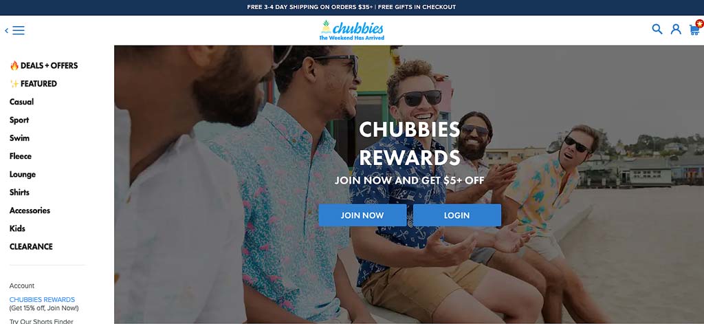 Chubbies Rewards Website