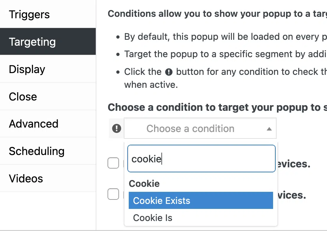 5 Ways To Use Popup Maker That You Probably Don’t Know About 4 Popup Maker Settings Targeting Atc Cookie