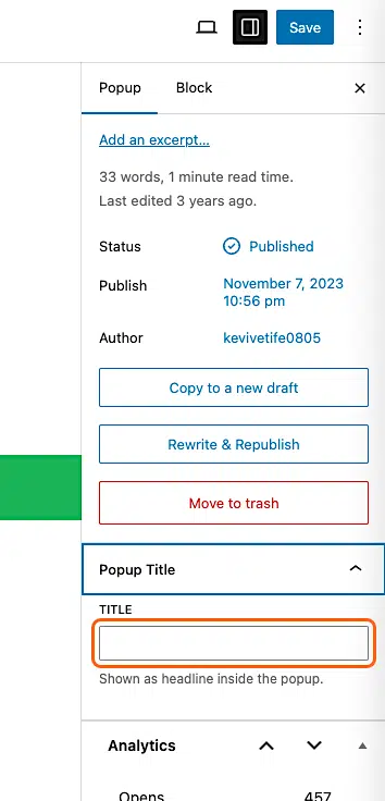 Frequently Asked Questions 7 Pm Block Editor Popup Title Field