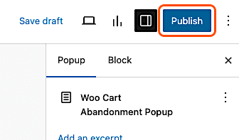 Pm Cart Abandonment Popup Publish Button Marked