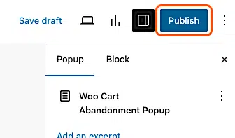 How To Create A Woocommerce Cart Abandonment Popup 12 Pm Cart Abandonment Popup Publish Button Marked