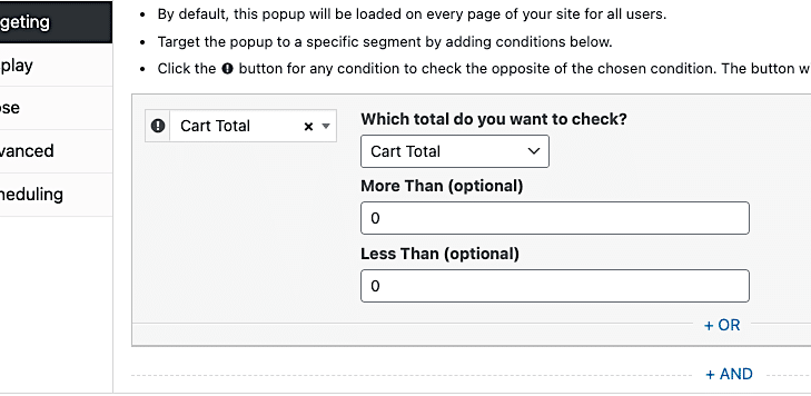 Pm Cart Total Default Settings