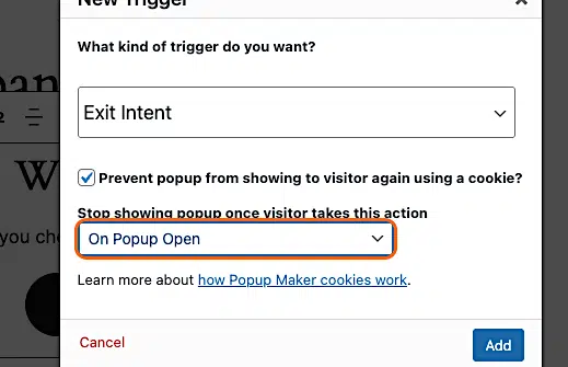 How To Create A Woocommerce Cart Abandonment Popup 6 Pm Cookie On Popup Open Marked