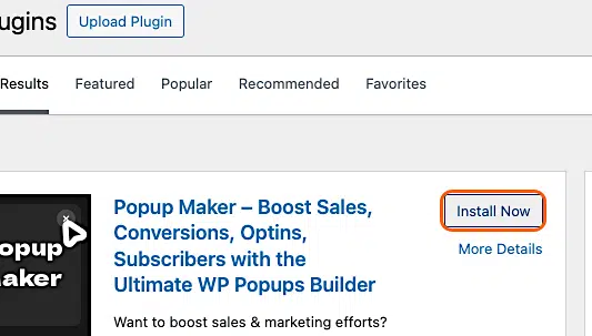 Installing Popup Maker On Your Wordpress Site 3 Pm Install Now 1