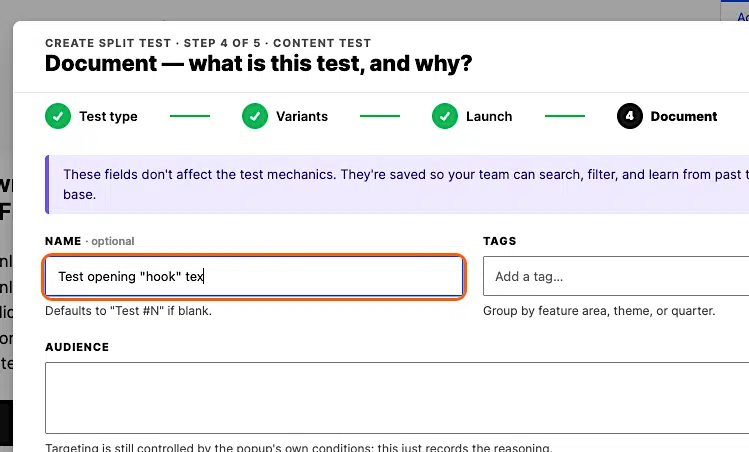 How To Create A Content Split Test 8 Pm Pro Split Document Type Name