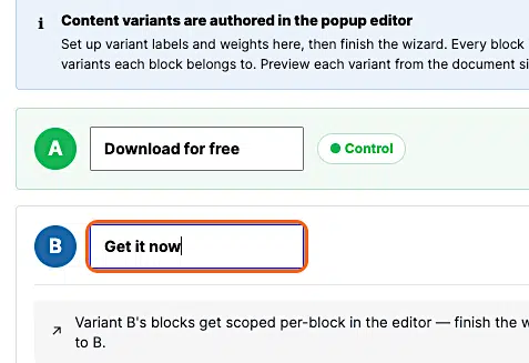How To Create A Content Split Test 6 Pm Pro Split Name Variant B
