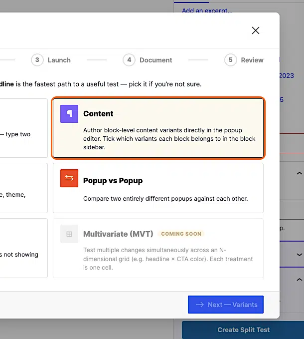 How To Create A Content Split Test 3 Pm Pro Split Select Content