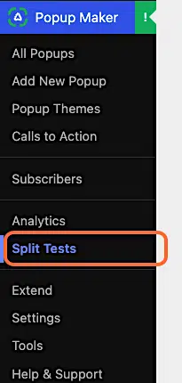 How To Split Test A Popup In Popup Maker 12 Pm Pro Split Tests Menu 2