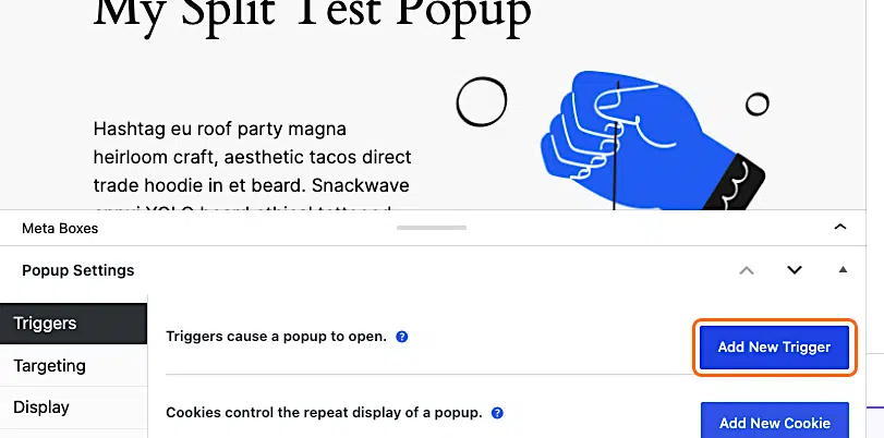How To Split Test A Popup In Popup Maker 7 Pm Split Add New Trigger 2