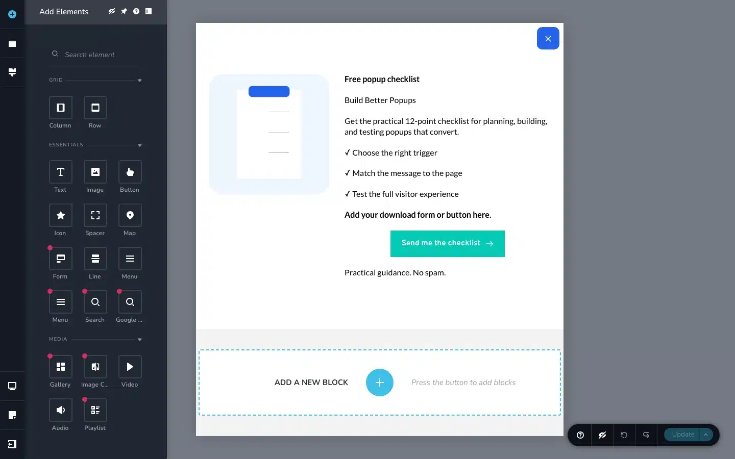 How To Create A Brizy Popup With Popup Maker 4 Brizy Content Library Open Beside The Popup Design.