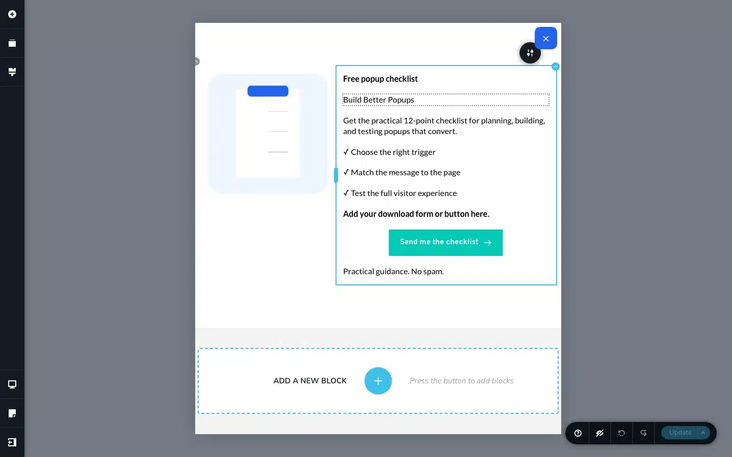 How To Create A Brizy Popup With Popup Maker 5 Build Better Popups Heading Selected In The Brizy Editor.