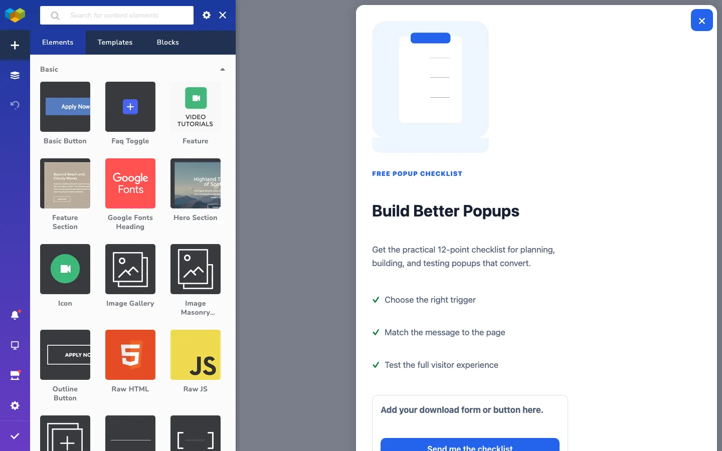 How To Create A Visual Composer Popup 4 Visual Composer Content Library Open Beside The Popup Design.