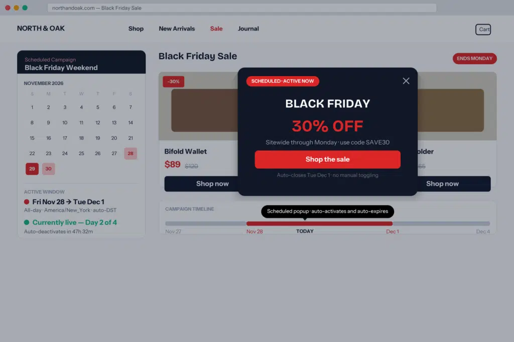 Popup Scheduling Example