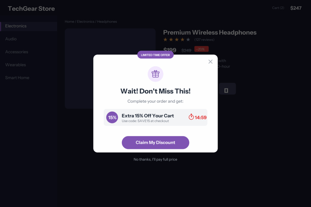 WooCommerce popups
